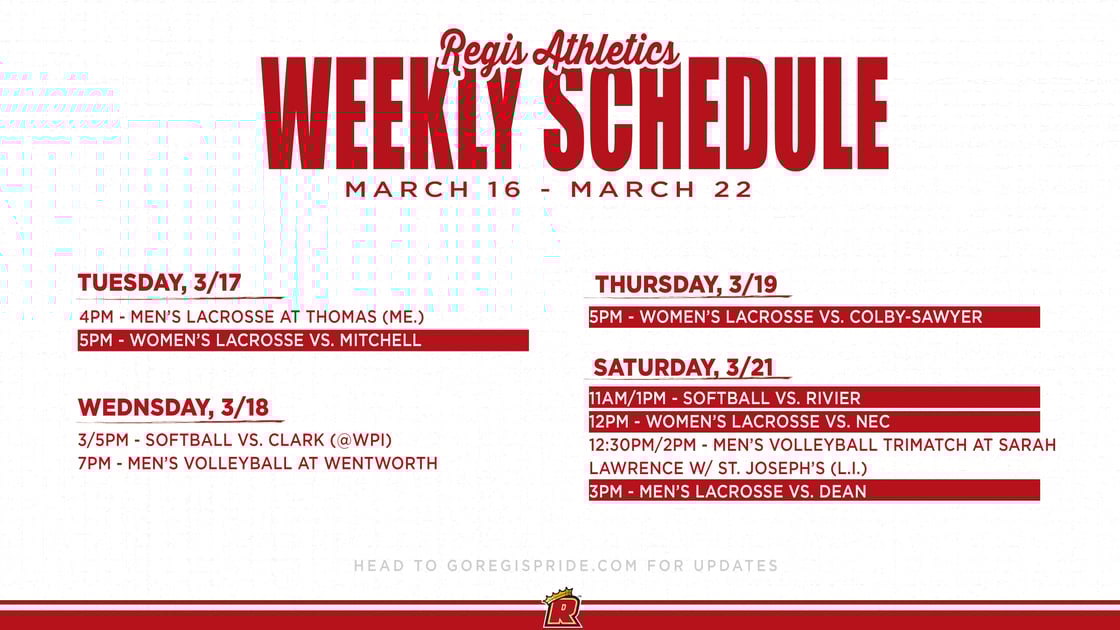 MARCH 16 Athletics Schedule